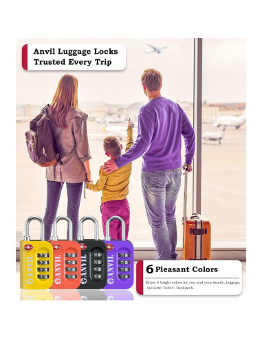 Candado de Combinación TSA Anvil Amarillo 2 Paquetes