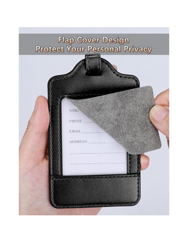 Etiquetas de Equipaje Teskyer - Paquete de 3 de Cuero PU Negro