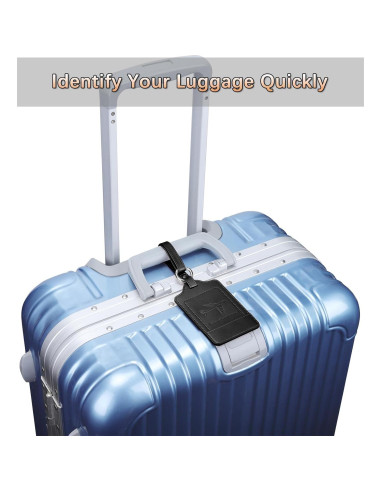 Etiquetas de Equipaje Teskyer - Paquete de 3 de Cuero PU Negro