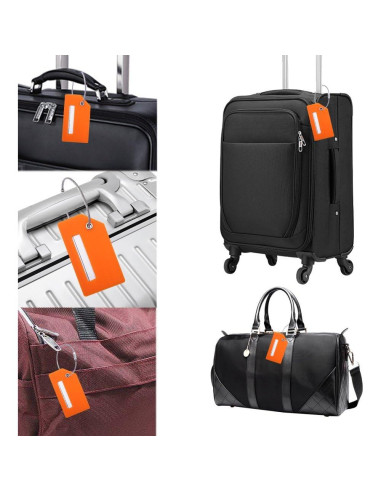 5 Etiquetas de Equipaje de Silicona Ovener Naranja con ID