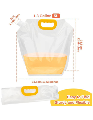 Contenedor de Agua Plegable Omoojee 4-Pack 5L A Prueba de Fugas