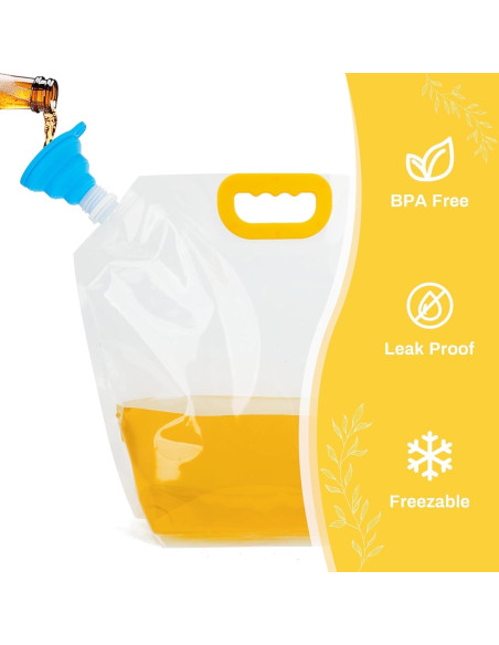 Contenedor de Agua Plegable Omoojee 4-Pack 5L A Prueba de Fugas