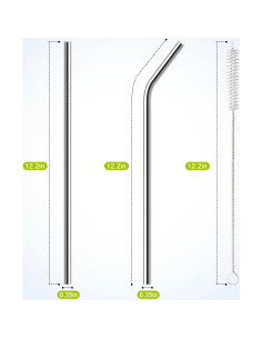 Paquete de 6 Pajillas Reutilizables Acero Inoxidable UDOGI 30.99 cm 2