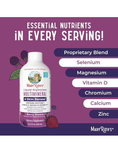 Multimineral Líquido Nocturno MaryRuth's 450ml - Sin Melatonina