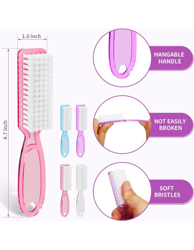 12 Cepillos de Limpieza de Uñas SQULIGT Rosa Claro