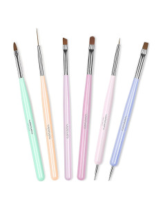 Juego de Pinceles de Arte de Uñas Beetles 6 Pcs Profesional