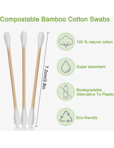 Bastones de Algodón Orgánico EYXFormula 1000 Piezas Doble Punta