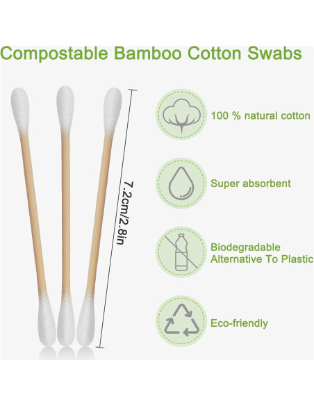 Bastones de Algodón Orgánico EYXFormula 1000 Piezas Doble Punta