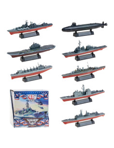 Juego de 8 Modelos de Buques de Guerra 4D - Kit de Ensamblaje