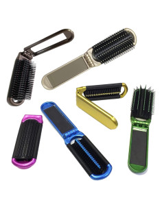 Cepillo de Pelo Plegable ALAZCO con Espejo Compacto 20.32 cm