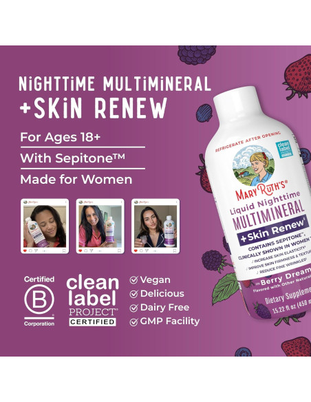 Multimineral Líquido Nocturno MaryRuth's 450ml - Sin Melatonina