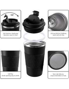 Taza de Café de Viaje YINBAOGE 355 ml Acero Inoxidable Aislada 2