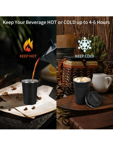 Taza de Café de Viaje YINBAOGE 355 ml Acero Inoxidable Aislada