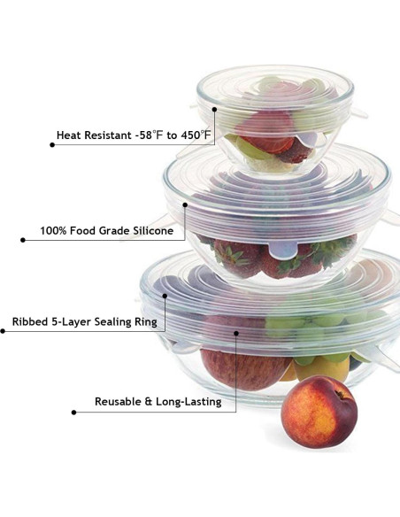 12 Tapas de Silicona Reutilizables GRITOSE para Alimentos