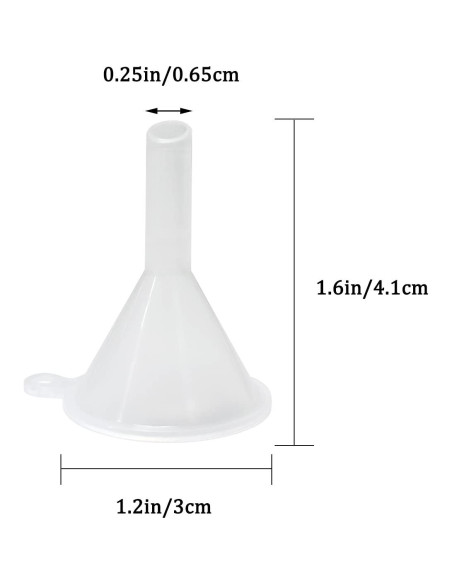 30 Mini Embudos de Plástico Transparente para Cocina y Laboratorio