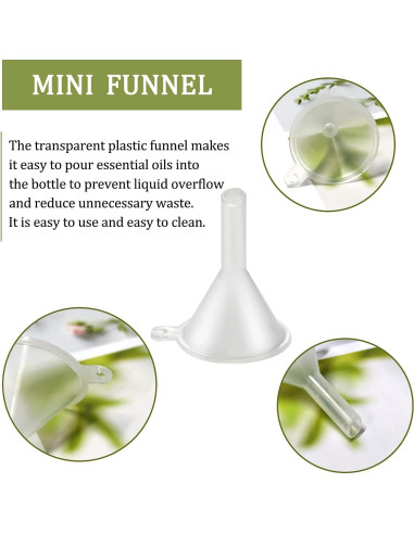 30 Mini Embudos de Plástico Transparente para Cocina y Laboratorio