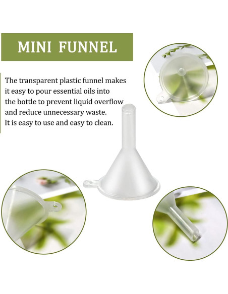 30 Mini Embudos de Plástico Transparente para Cocina y Laboratorio
