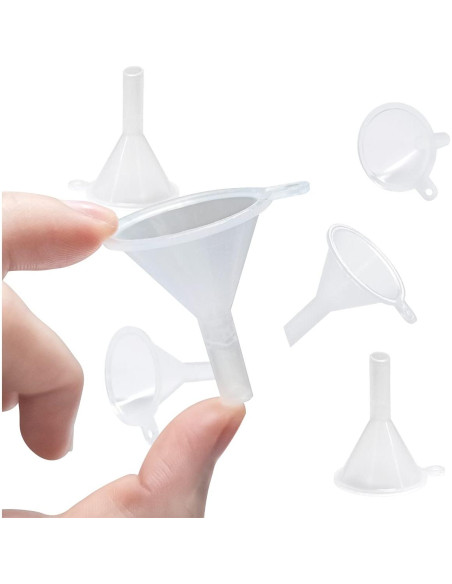 30 Mini Embudos de Plástico Transparente para Cocina y Laboratorio