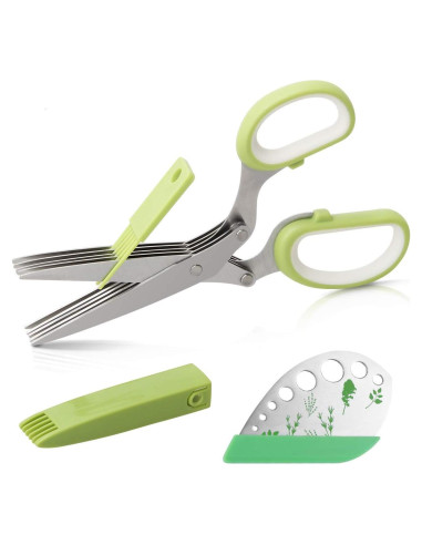 Juego de Tijeras para Hierbas Luxiv 2 en 1 Acero Inoxidable Verde