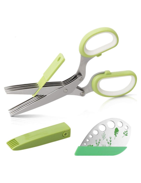 Juego de Tijeras para Hierbas Luxiv 2 en 1 Acero Inoxidable Verde