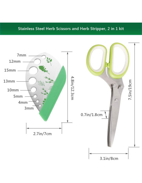 Juego de Tijeras para Hierbas Luxiv 2 en 1 Acero Inoxidable Verde