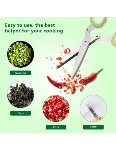 Juego de Tijeras para Hierbas Luxiv 2 en 1 Acero Inoxidable Verde