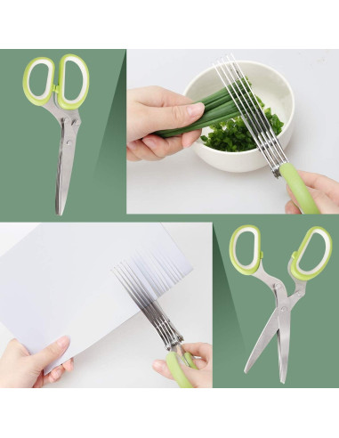 Juego de Tijeras para Hierbas Luxiv 2 en 1 Acero Inoxidable Verde