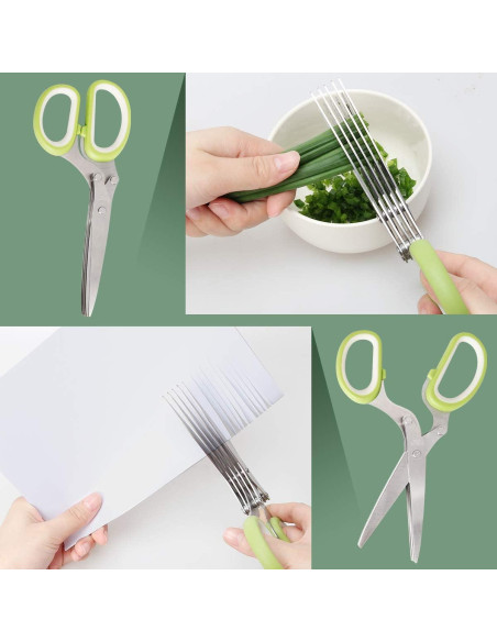 Juego de Tijeras para Hierbas Luxiv 2 en 1 Acero Inoxidable Verde