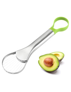 Cortador de Aguacate 3-en-1 Emptycolor, Acero Inoxidable Verde