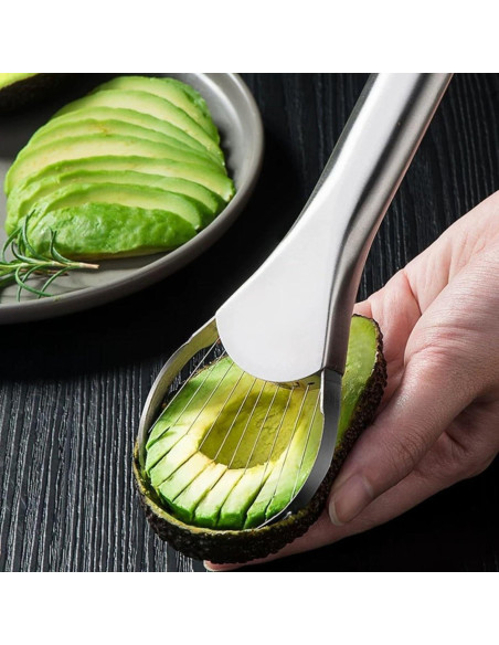 Cortador de Aguacate 3-en-1 Emptycolor, Acero Inoxidable Verde