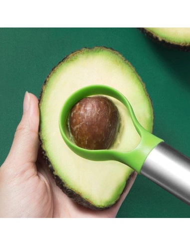 Cortador de Aguacate 3-en-1 Emptycolor, Acero Inoxidable Verde
