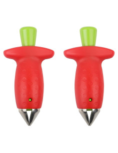 Despalillador de Fresas DLBMZI Rojo/Verde, Acero Inoxidable, 2 Pzs
