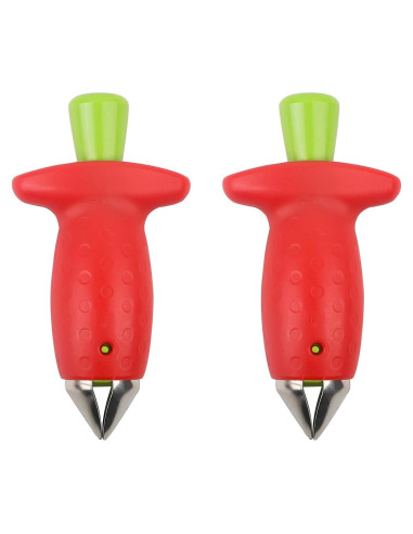 Despalillador de Fresas DLBMZI Rojo/Verde, Acero Inoxidable, 2 Pzs