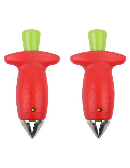 Despalillador de Fresas DLBMZI Rojo/Verde, Acero Inoxidable, 2 Pzs