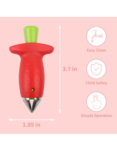 Despalillador de Fresas DLBMZI Rojo/Verde, Acero Inoxidable, 2 Pzs