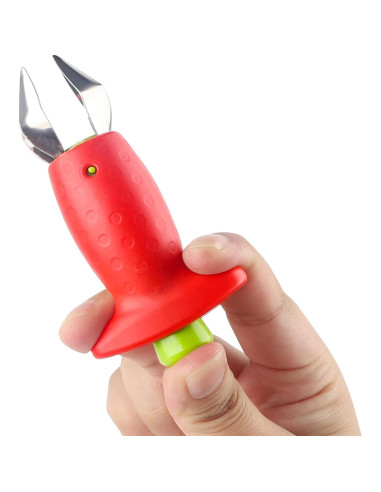 Despalillador de Fresas DLBMZI Rojo/Verde, Acero Inoxidable, 2 Pzs