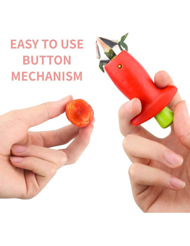 Despalillador de Fresas DLBMZI Rojo/Verde, Acero Inoxidable, 2 Pzs