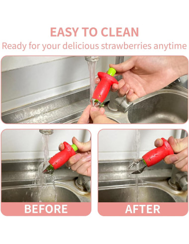 Despalillador de Fresas DLBMZI Rojo/Verde, Acero Inoxidable, 2 Pzs