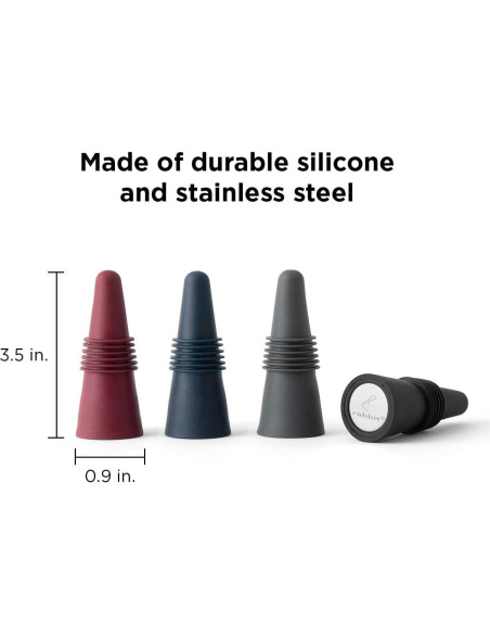Juego de 4 Tapones para Botellas Rabbit W6121 Multicolor