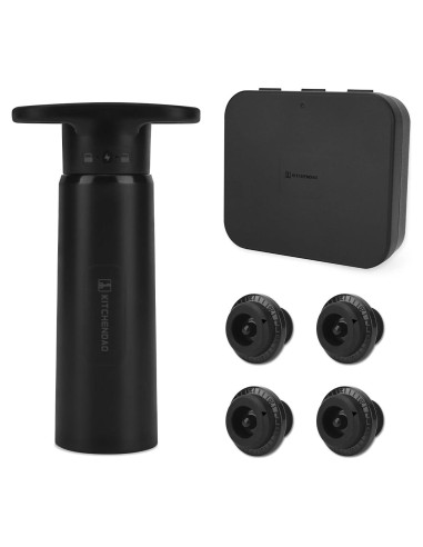Bomba de Vacío para Vino KITCHENDAO con 4 Tapones Reutilizables