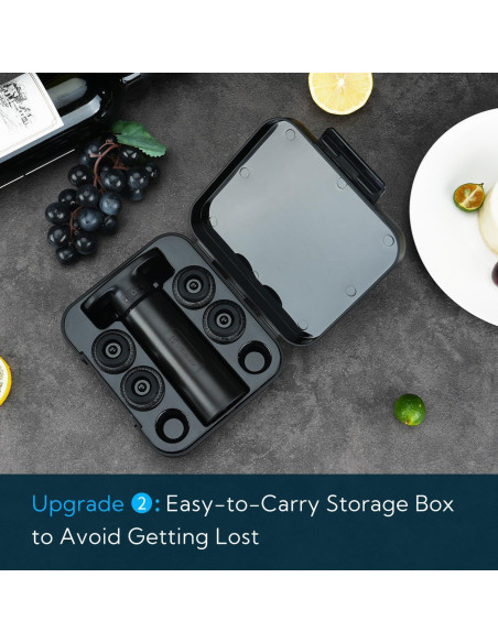 Bomba de Vacío para Vino KITCHENDAO con 4 Tapones Reutilizables