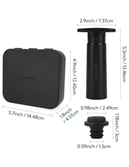 Bomba de Vacío para Vino KITCHENDAO con 4 Tapones Reutilizables