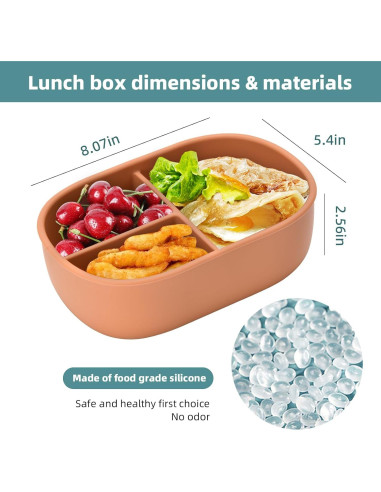 Caja Bento Orghcyi de Silicona 3 Compartimentos 0.4 kg