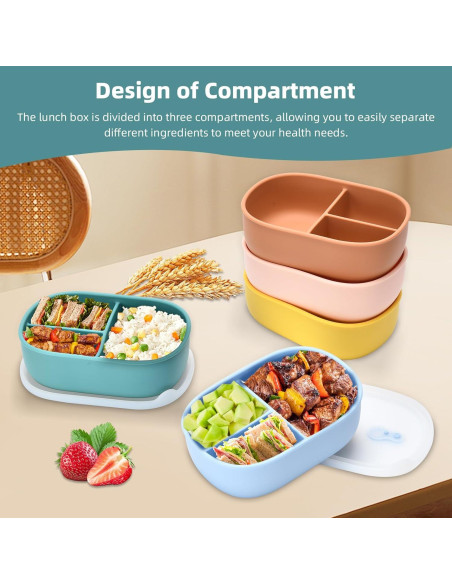 Caja Bento Orghcyi de Silicona 3 Compartimentos 0.4 kg