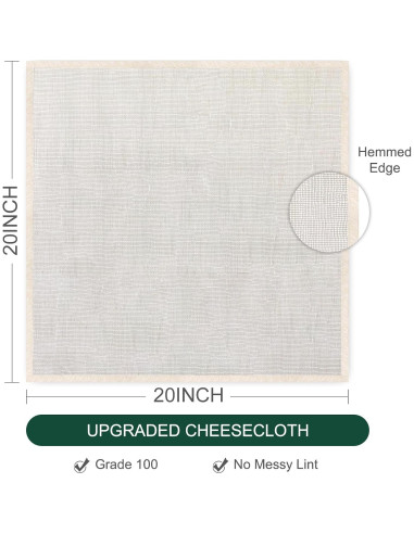 6 Piezas Tela de Queso Orgánica 20x20 cm Paoeyrb Reutilizable