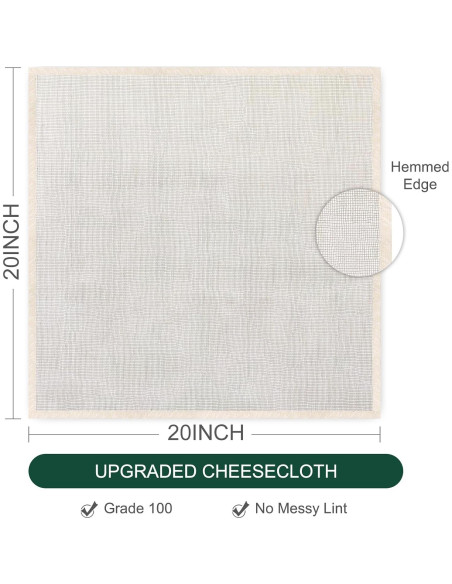 6 Piezas Tela de Queso Orgánica 20x20 cm Paoeyrb Reutilizable