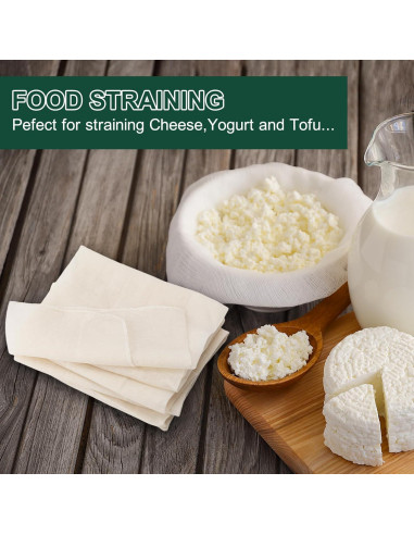 6 Piezas Tela de Queso Orgánica 20x20 cm Paoeyrb Reutilizable