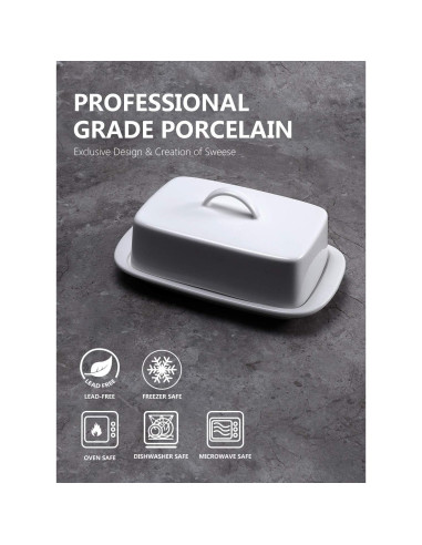 Plato de Mantequilla Grande Sweese con Tapa 19.6 cm Blanco