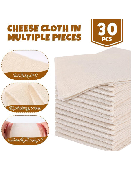 30 Paños de Queso FUMILE de Algodón Orgánico 50.8x50.8 cm