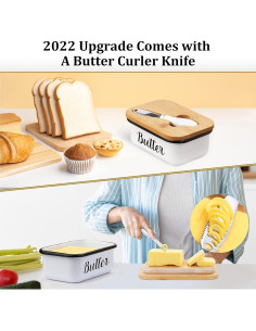 Plato de Mantequilla LANDNEOO con Tapa y Cuchillo Acero Inoxidable 2